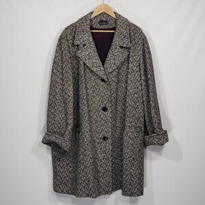 Vintage Hunters Run  Black White Tweed Swing Coat Jacket Overcoat